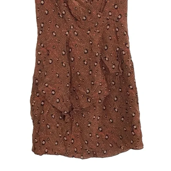 Slate + Willow Brown Faux Wrap Silk Dress size 4 - Picture 5 of 9